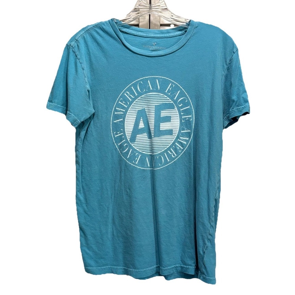American Eagle Teal/White Graphic Logo Short Sleeve T-Shirt Size XS Crew Neck